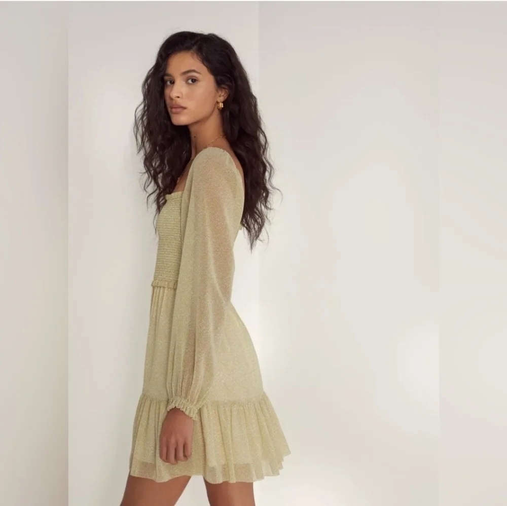 Aritzia Wilfred Tempest Dress Small Birch/Marsh Green - Picture 3 of 10